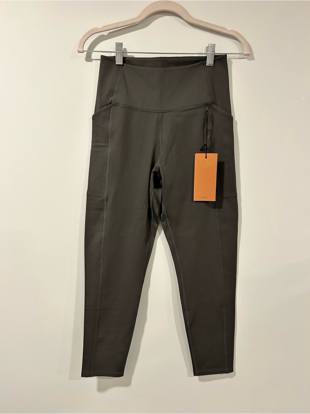 Girlfriend Collective 7/8 High Rise Pocket Leggings Gray Size Medium